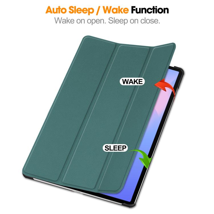 For Samsung Galaxy Tab S10 FE+ Custer Pure Color 3-Fold Holder Smart Leather Tablet Case