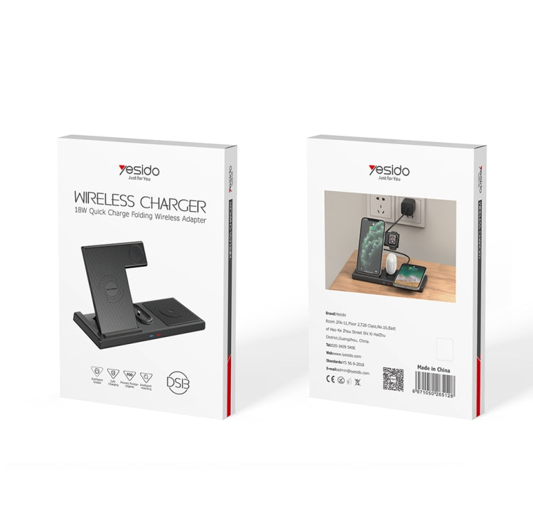 Yesido DS13 18W 4 in 1 Multifunctional Foldable Desktop Wireless Charging Stand(Black)