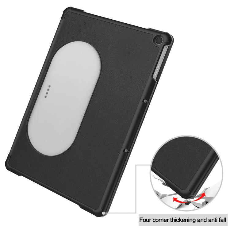 For Google Pixel Tablet Custer Pure Color 3-Fold Holder Smart Leather Tablet Case