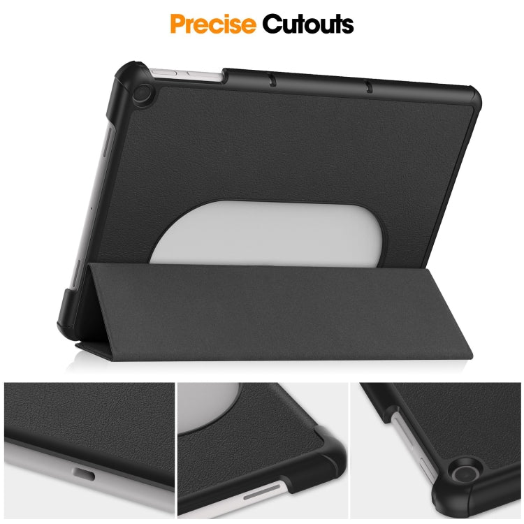For Google Pixel Tablet Custer Pure Color 3-Fold Holder Smart Leather Tablet Case