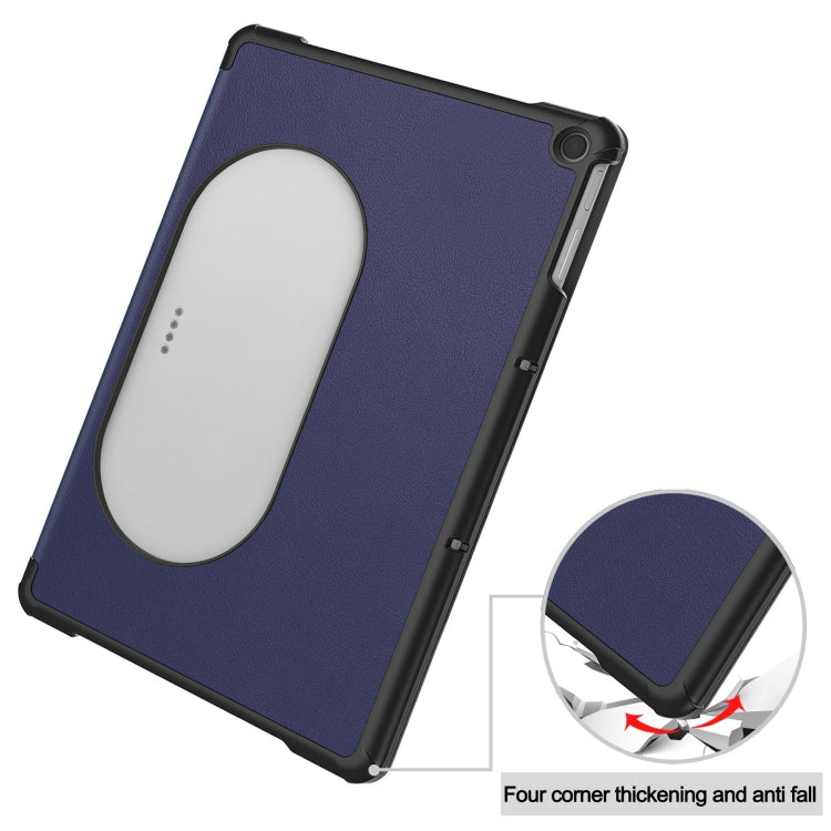 For Google Pixel Tablet Custer Pure Color 3-Fold Holder Smart Leather Tablet Case
