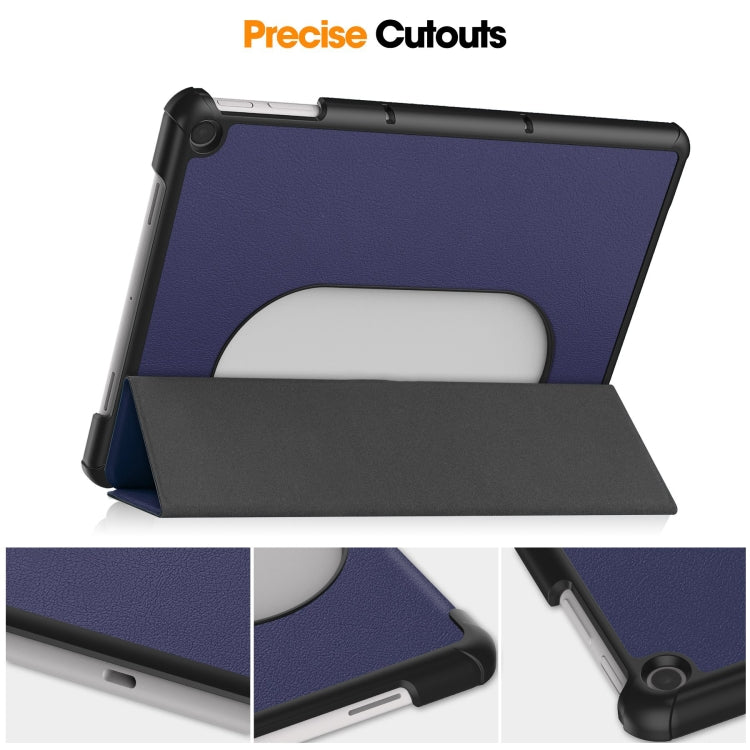 For Google Pixel Tablet Custer Pure Color 3-Fold Holder Smart Leather Tablet Case