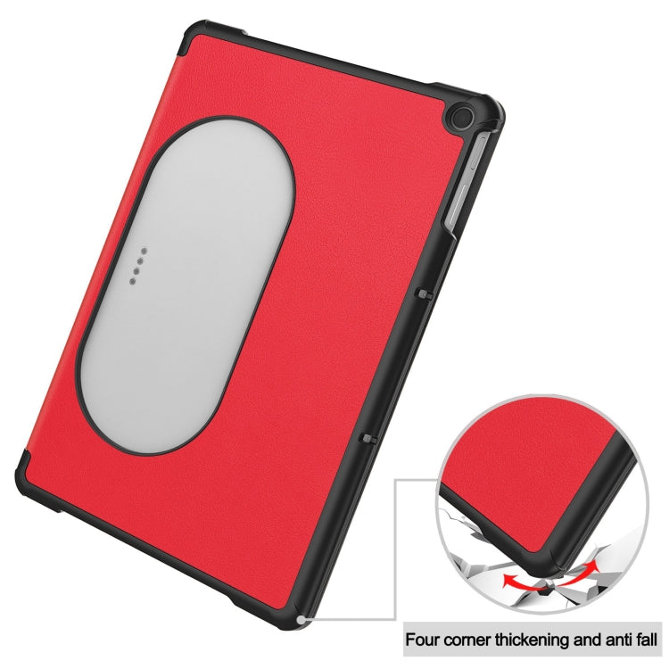For Google Pixel Tablet Custer Pure Color 3-Fold Holder Smart Leather Tablet Case