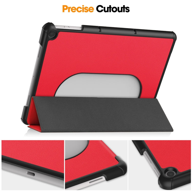 For Google Pixel Tablet Custer Pure Color 3-Fold Holder Smart Leather Tablet Case