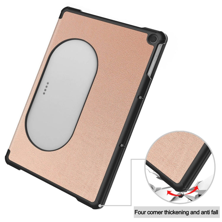 For Google Pixel Tablet Custer Pure Color 3-Fold Holder Smart Leather Tablet Case
