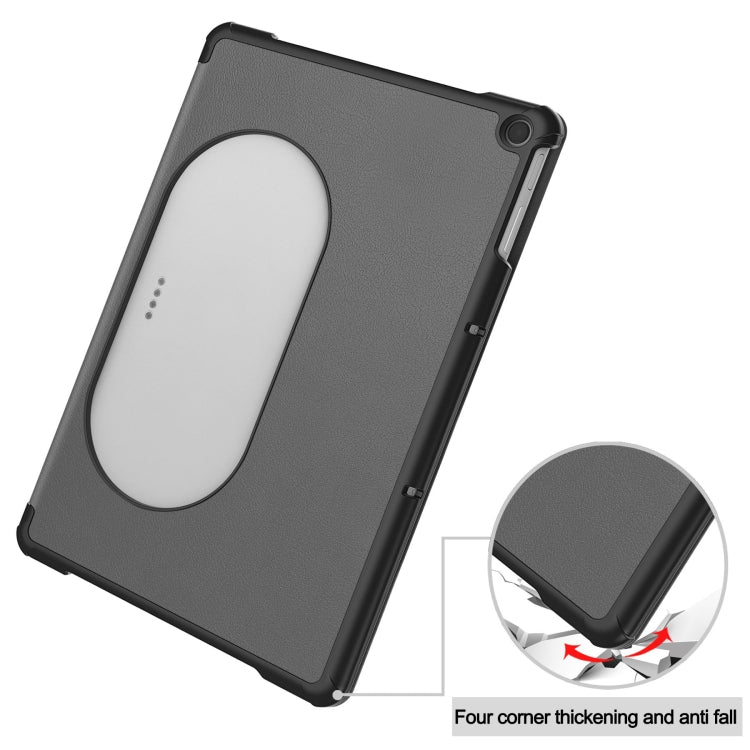 For Google Pixel Tablet Custer Pure Color 3-Fold Holder Smart Leather Tablet Case