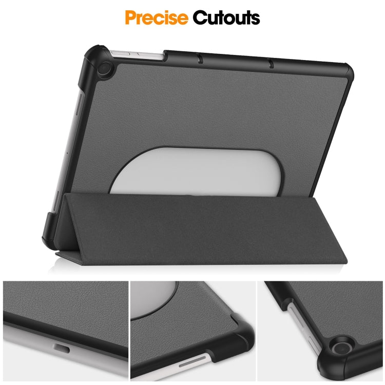 For Google Pixel Tablet Custer Pure Color 3-Fold Holder Smart Leather Tablet Case