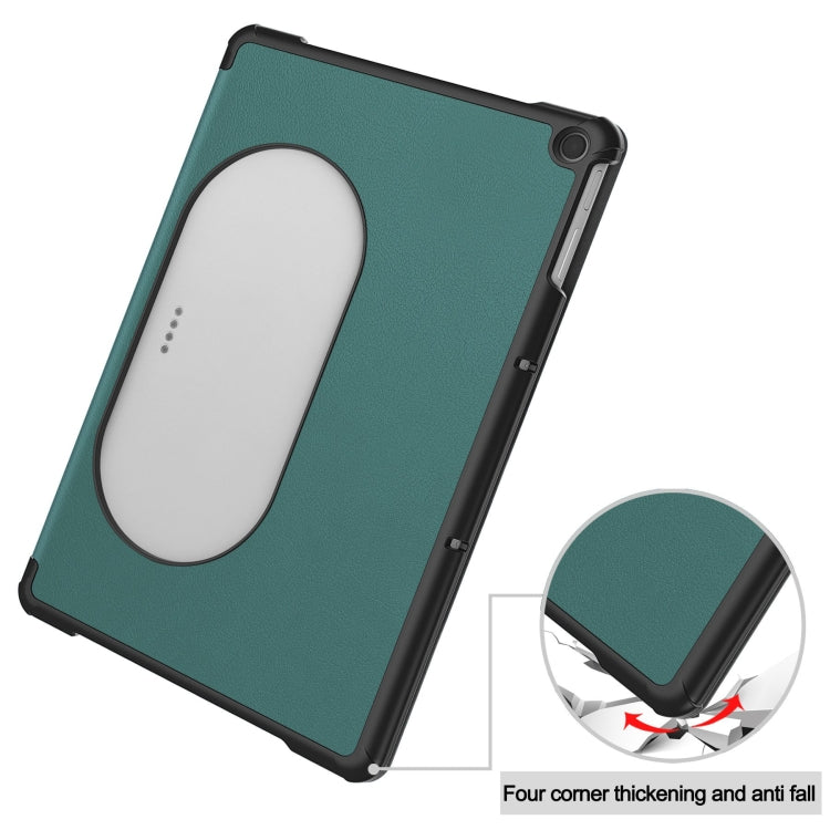 For Google Pixel Tablet Custer Pure Color 3-Fold Holder Smart Leather Tablet Case