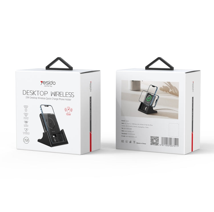 Yesido DS15 15W Desktop Wireless Fast Charger with Detachable Phone Holder(Black)