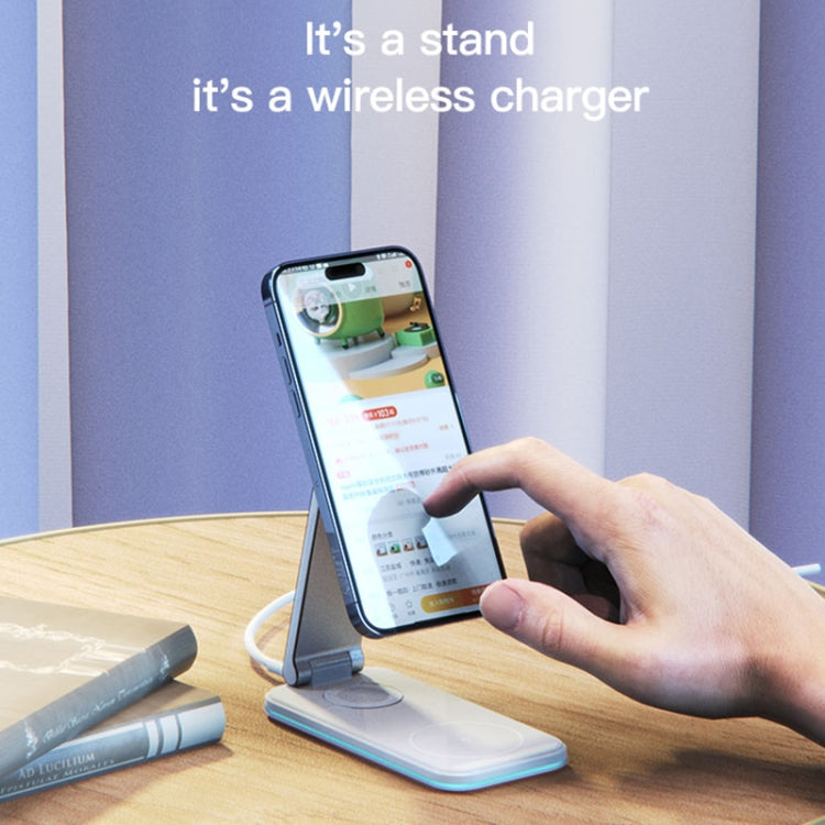 Yesido DS17 15W 3 in 1 Foldable Desktop Wireless Fast Charging Stand(Black)