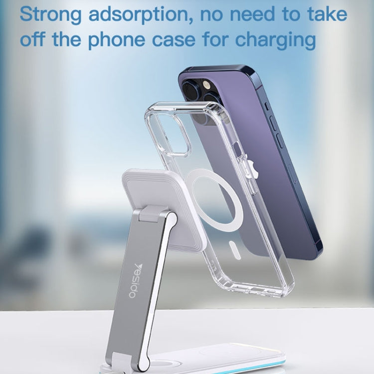 Yesido DS17 15W 3 in 1 Foldable Desktop Wireless Fast Charging Stand(Black)