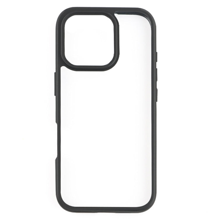 For iPhone 16 Pro Max Frosted TPU + Transparent PC Phone Case - Black