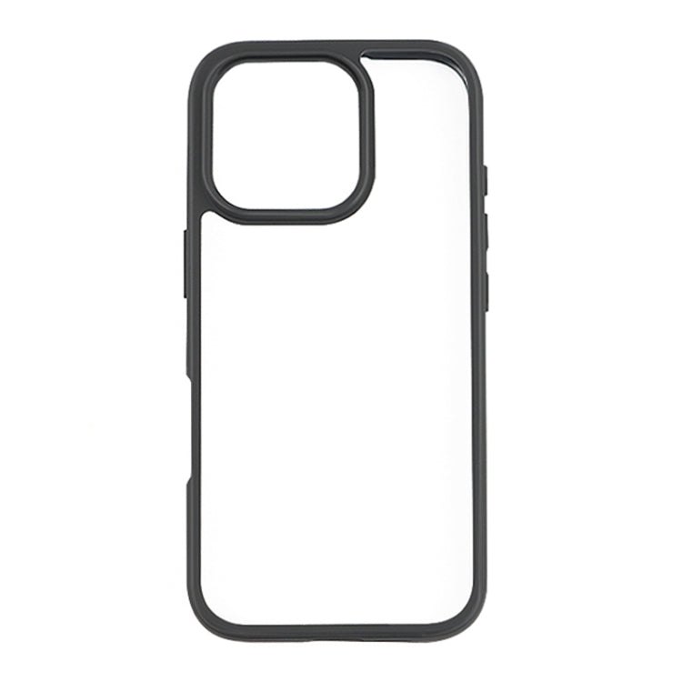 For iPhone 16 Pro Frosted TPU + Transparent PC Phone Case - Black