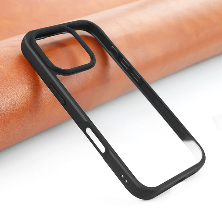 For iPhone 16 Pro Frosted TPU + Transparent PC Phone Case - Black