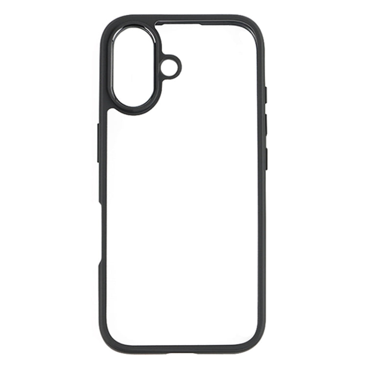 For iPhone 16 Plus Frosted TPU + Transparent PC Phone Case - Black