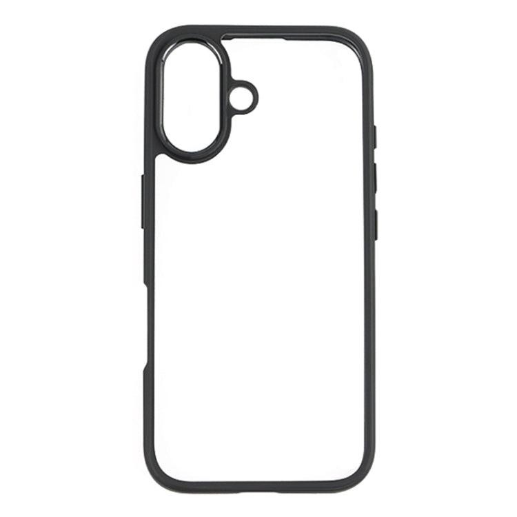 For iPhone 16 Frosted TPU + Transparent PC Phone Case - Black