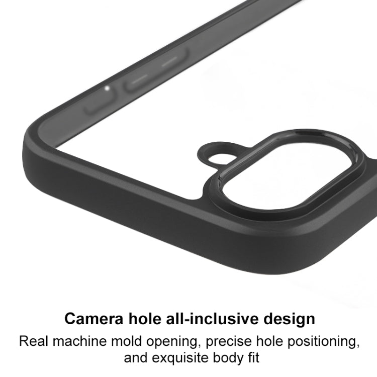 For iPhone 16 Frosted TPU + Transparent PC Phone Case - Black