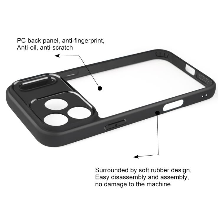 For iPhone 17 Pro Frosted TPU + Transparent PC Phone Case - Black