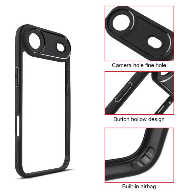 For iPhone Air Frosted TPU + Transparent PC Phone Case - Black