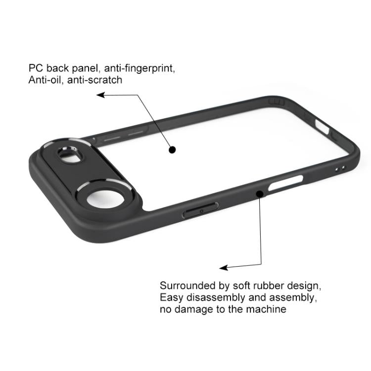 For iPhone Air Frosted TPU + Transparent PC Phone Case - Black