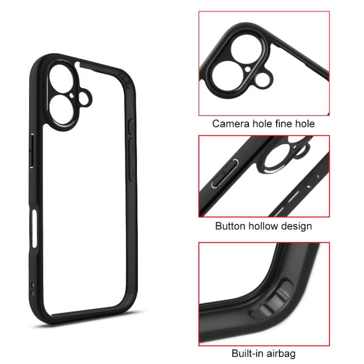 For iPhone 17 Frosted TPU + Transparent PC Phone Case - Black