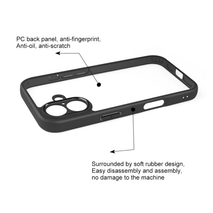 For iPhone 17 Frosted TPU + Transparent PC Phone Case - Black