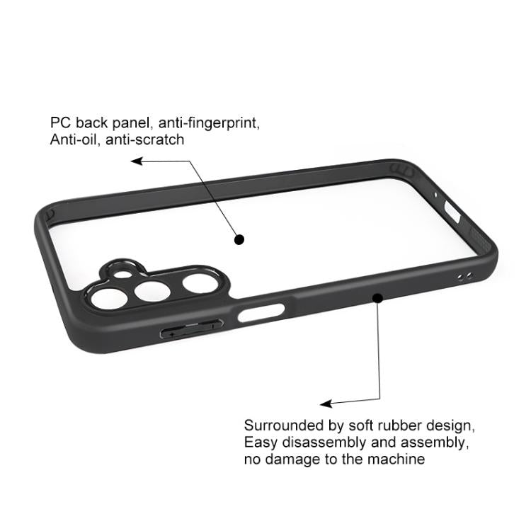 For Samsung Galaxy M16 5G Frosted TPU + Transparent PC Phone Case - Black