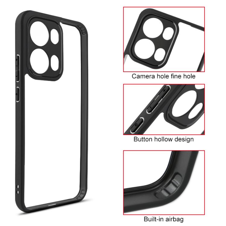For OPPO Reno13 Pro Global Frosted TPU + Transparent PC Phone Case - Black