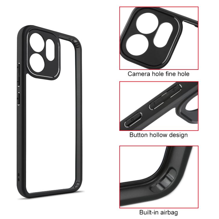 For OPPO Reno14 F 5G Global Frosted TPU + Transparent PC Phone Case - Black