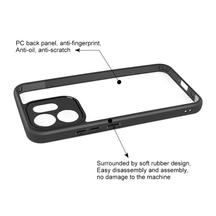 For OPPO Reno14 F 5G Global Frosted TPU + Transparent PC Phone Case - Black