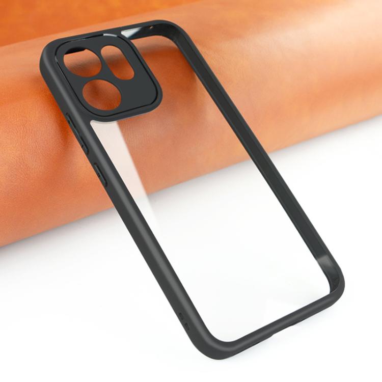 For OPPO Reno14 F 5G Global Frosted TPU + Transparent PC Phone Case - Black