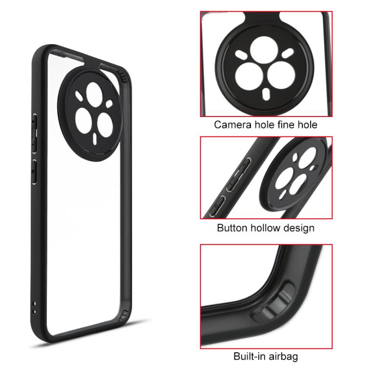 For Realme 14 Pro+ Frosted TPU + Transparent PC Phone Case - Black
