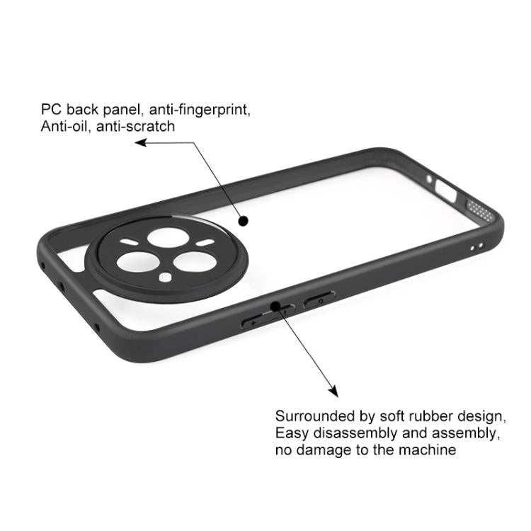 For Realme 14 Pro+ Frosted TPU + Transparent PC Phone Case - Black