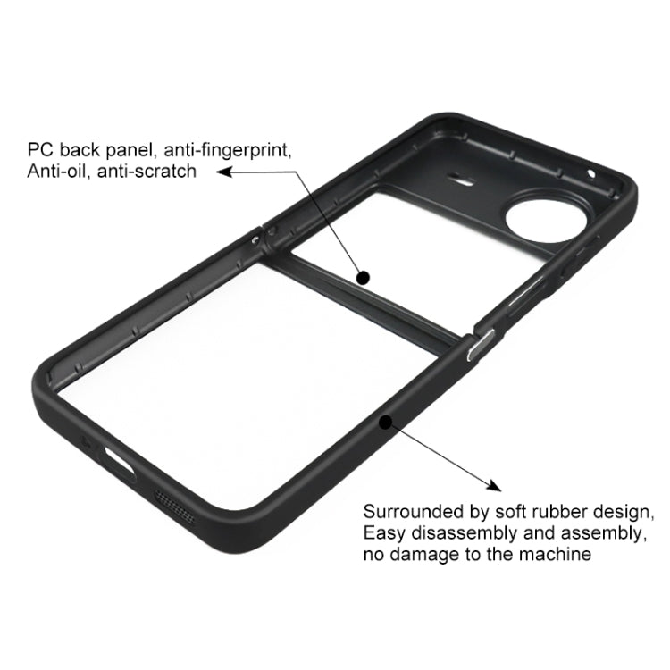 For vivo X Flip Frosted TPU + Transparent PC Phone Case(Black)