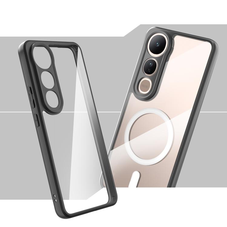 For vivo V50 Lite 5G Frosted TPU + Transparent PC Phone Case - Transparent