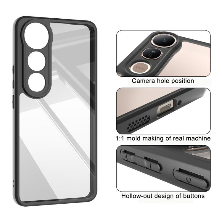 For vivo V50 Lite 5G Frosted TPU + Transparent PC Phone Case - Transparent