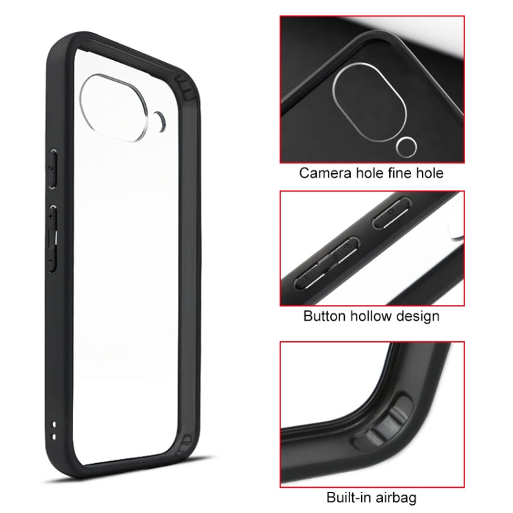 For Google Pixel 9a Frosted TPU + Transparent PC Phone Case - Black