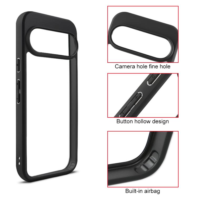 For Google Pixel 10 / 10 Pro Frosted TPU + Transparent PC Phone Case - Black
