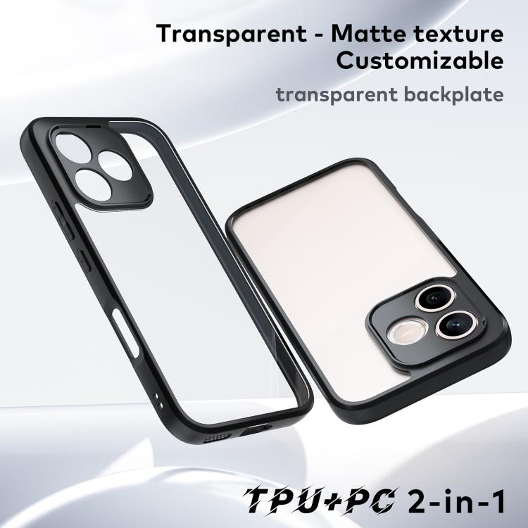 For Honor 600 Lite Global Frosted TPU + Transparent PC Phone Case - Transparent