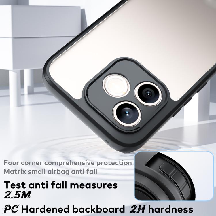 For Honor 600 Lite Global Frosted TPU + Transparent PC Phone Case - Transparent