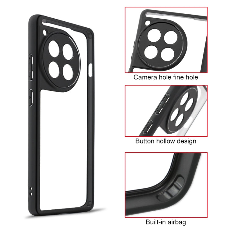 For OnePlus Ace 3 / 12R Frosted TPU + Transparent PC Phone Case - Black