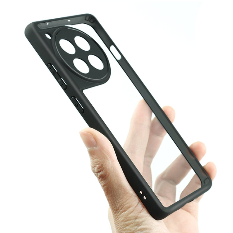 For OnePlus Ace 3 / 12R Frosted TPU + Transparent PC Phone Case - Black