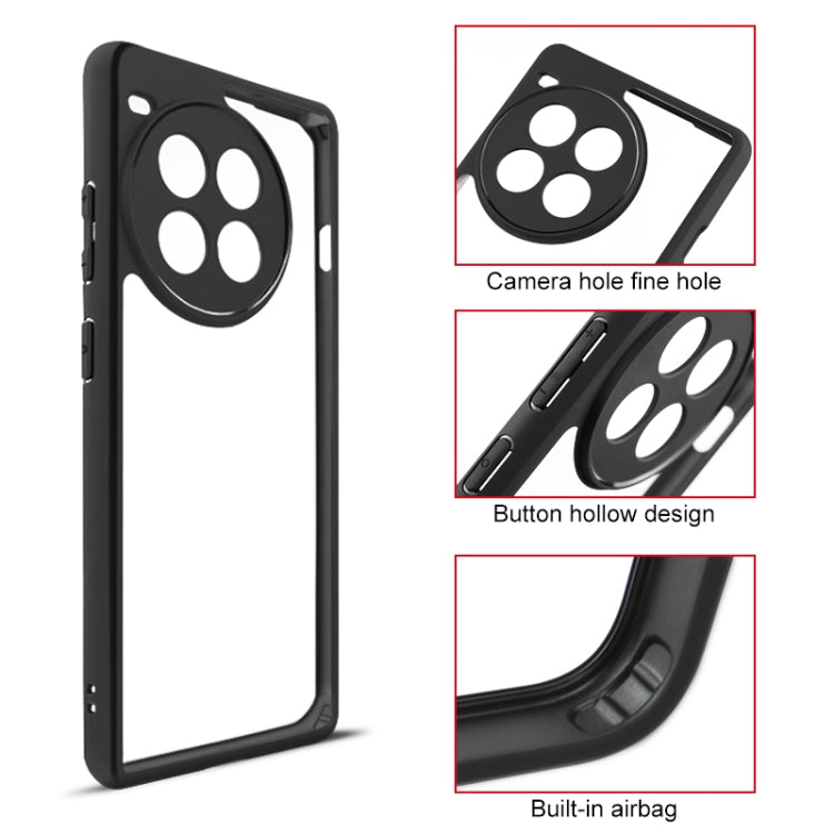 For OnePlus Ace 3 Pro Frosted TPU + Transparent PC Phone Case - Black