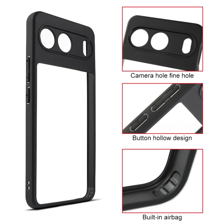 For OnePlus Nord 4 Frosted TPU + Transparent PC Phone Case - Black