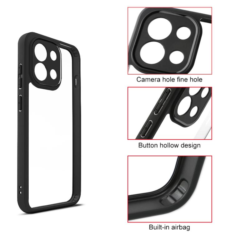 For OnePlus 13T Frosted TPU + Transparent PC Phone Case - Black