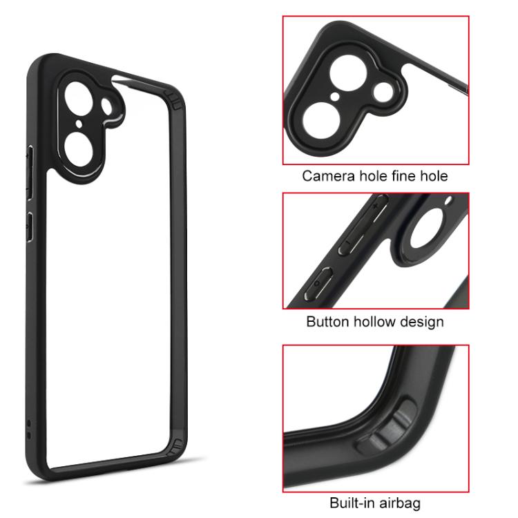 For OnePlus Ace 5 Racing / Nord CE5 Frosted TPU + Transparent PC Phone Case - Black