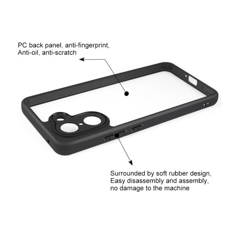 For OnePlus Ace 5 Racing / Nord CE5 Frosted TPU + Transparent PC Phone Case - Black