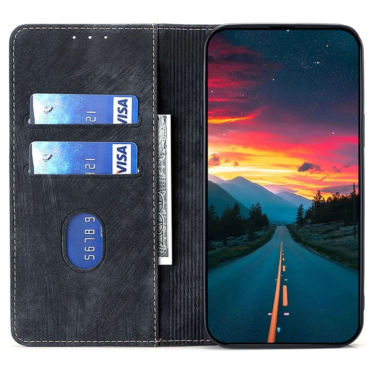 For vivo Y03 4G RFID Anti-theft Brush Magnetic Leather Phone Case