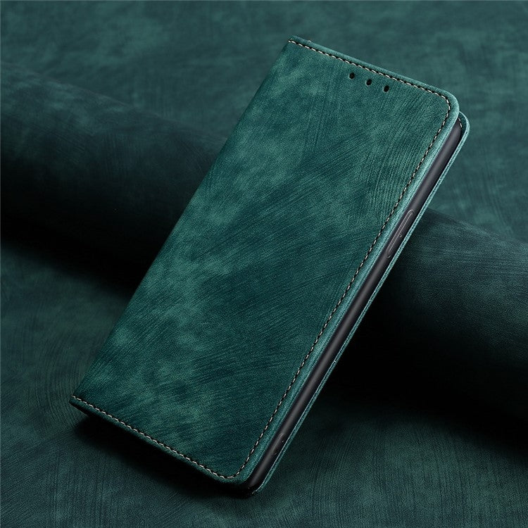 For vivo Y03 4G RFID Anti-theft Brush Magnetic Leather Phone Case