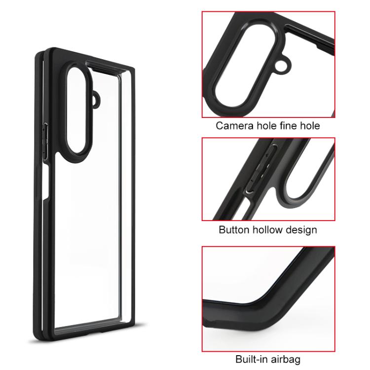 For Samsung Galaxy Z Fold7 Frosted TPU + Transparent PC Phone Case - Black